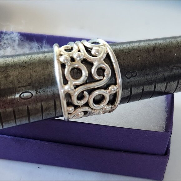 Ring Band Open Silver 20 mm wide  Size 8 1/2  7.8  gr  no Stone  Jerry Fran Harr - Picture 3 of 12